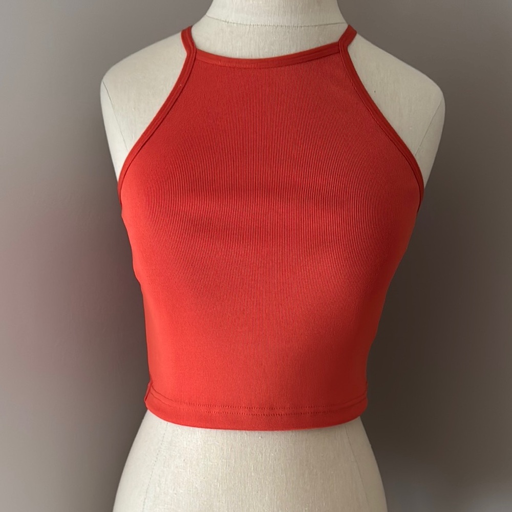 Red Halter Neck Crop Top